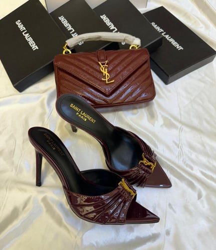 طقم سان لوران عنابي