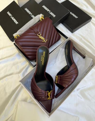 طقم سان لوران عنابي