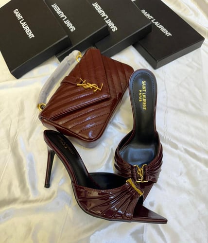 طقم سان لوران عنابي