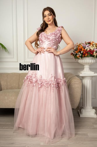 فستان سهره طويل وردي مورد مميز بالورد