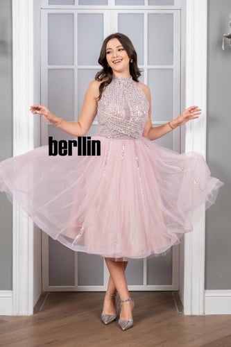 فستان سهره قصير سندريلا لون زهري