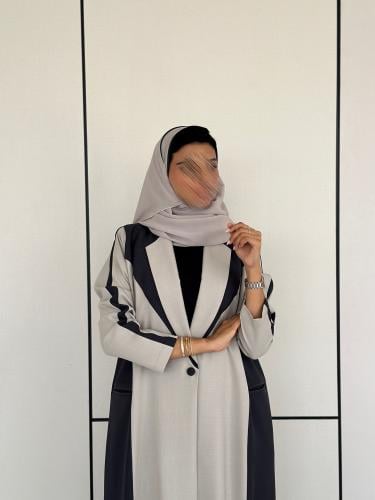 Abaya crepe with a blend of beige and navy blue, b...