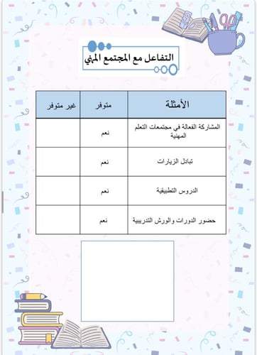 سجل توثيق شواهد الأداء الوظيفي للمعلم