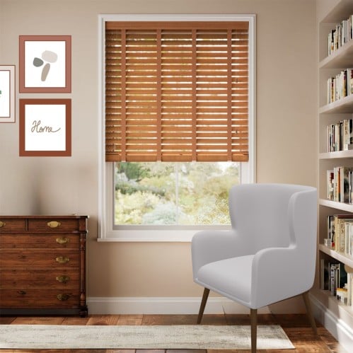 ستائر خشبية فاخرة بلون البلوط الذهبي