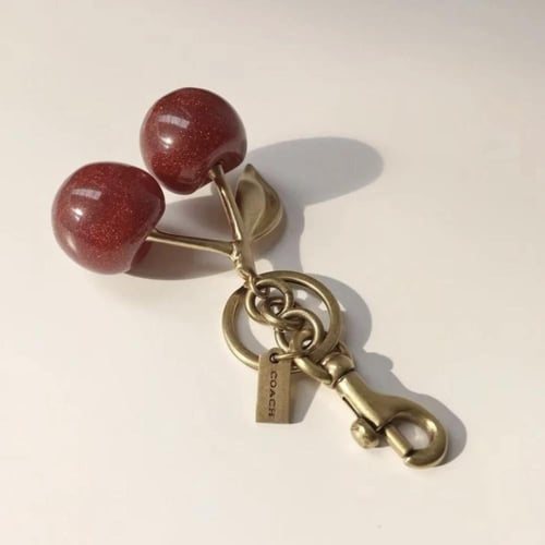 Brass Red Apple Cherry Bag Charm