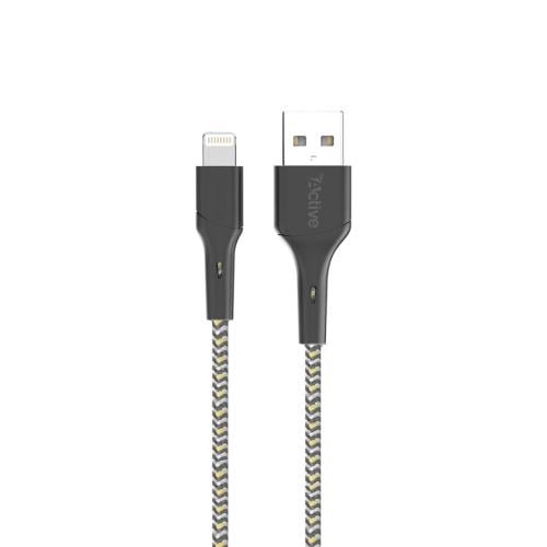 كيبل ايفون رمادي قماشي سيرج - 1.2 متر