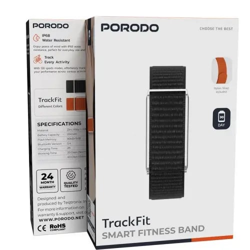 Sports bracelet without screen with black and orange strap