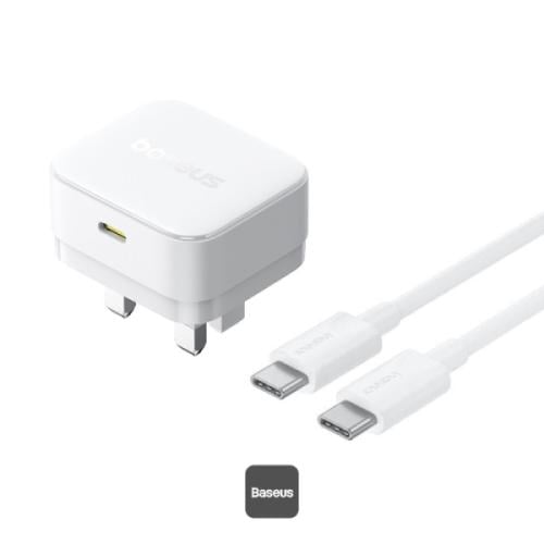 Wall-mounted display with USB-C cable from Basious company