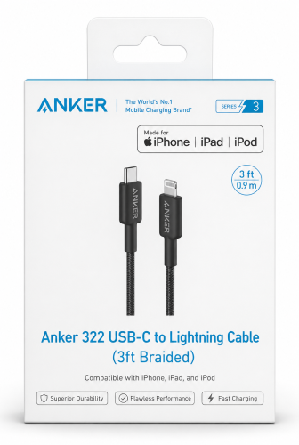 كيبل شحن تايب سي آيفون من أنكر قماش