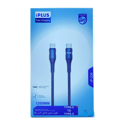 كيبل USB-C الى USB-C قماشي يدعم الشحن السريع