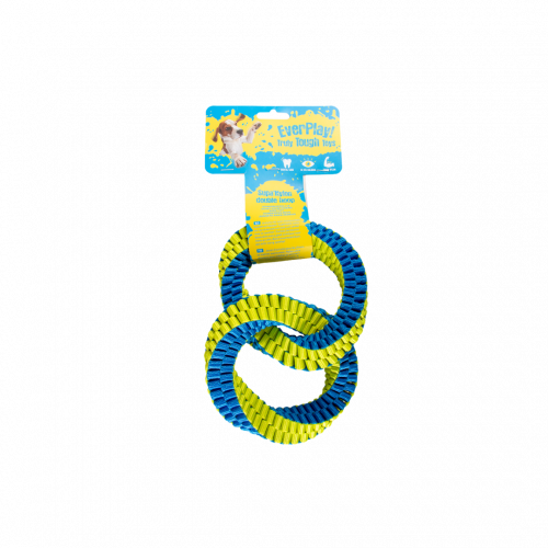 دوفو + | لعبة عض وسحب على شكل طوق ملون أزرق / أصفر