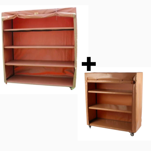 دولاب تخزين كبير 4 أرفف مع دولاب هدية لون بني