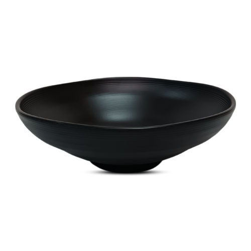 طبق تقديم ميلامين اسود دائري مقاس 18 سم