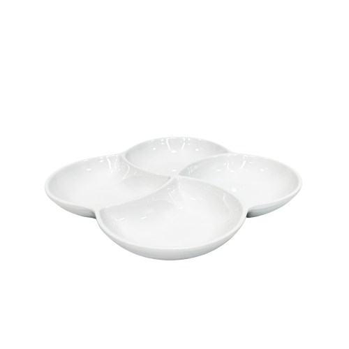 طبق ميلامين مقسم ابيض لمعة 4 خانات