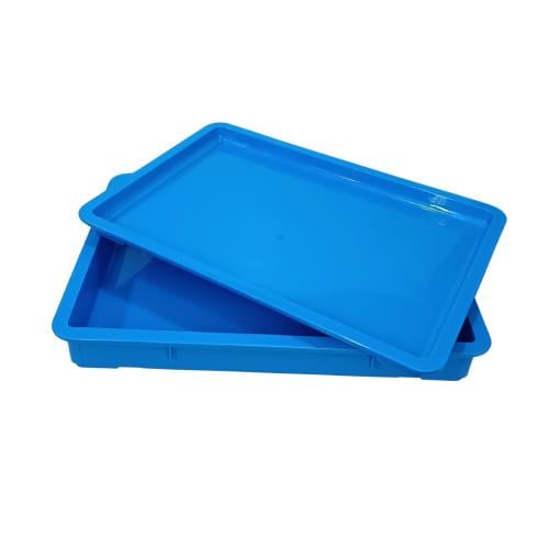 صندوق بلاستيك ازرق للعجين بغطاء 12 سم
