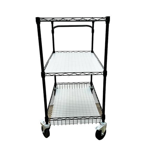 عربية وترولي كروم اسود 3 ارفف 90 سم كبيرة