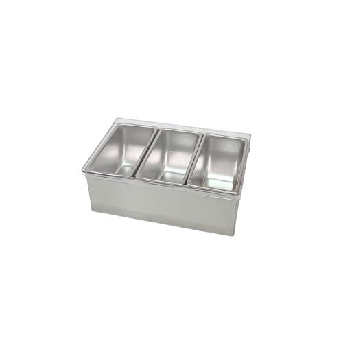 علب بهارات استيل غطاء شفاف 3 خانات
