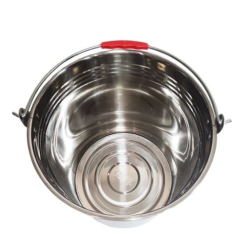 سطل استيل بغطاء يد احمر 16 لتر