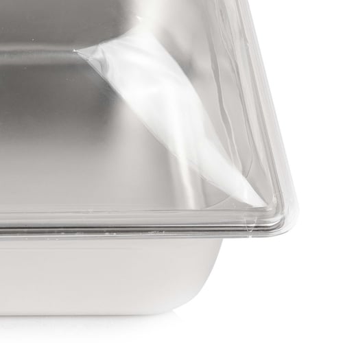 صينية استيل مع غطاء شفاف عمق 20 سم