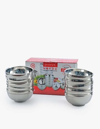 طقم زبدية 10 قطع استيل مقاس 13 سم