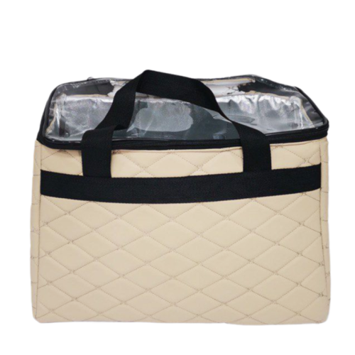 سلة ترامس جلد 3 خانات بيج