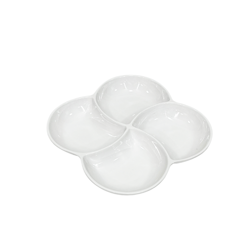 طبق ميلامين مقسم ابيض لمعة 4 خانات