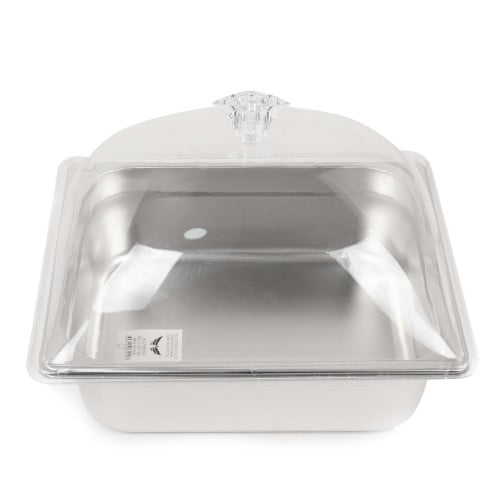 صينية استيل مع غطاء شفاف عمق 20 سم