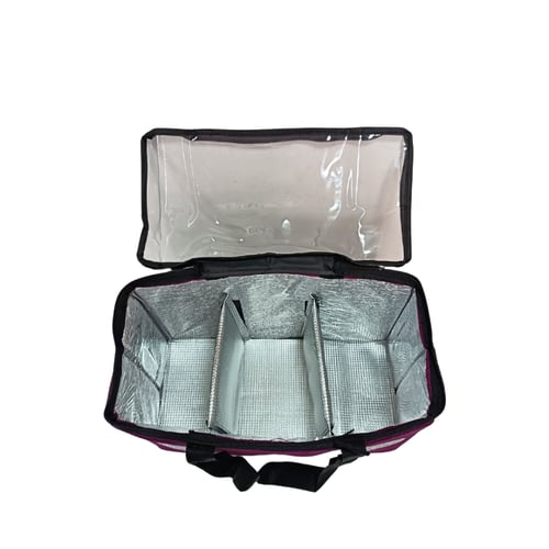 سلة ترامس قهوة وشاي قماشية غطاء شفاف 3 خانة