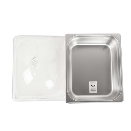 صينية استيل مع غطاء شفاف عمق 20 سم