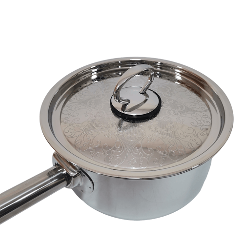 كسرولا استيل بغطاء مزخرف 20 سم