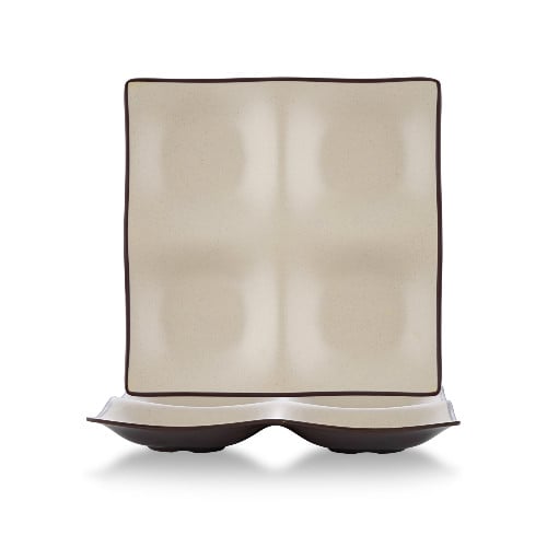 طبق ميلامين تقديم مقسم مربع 24 سم