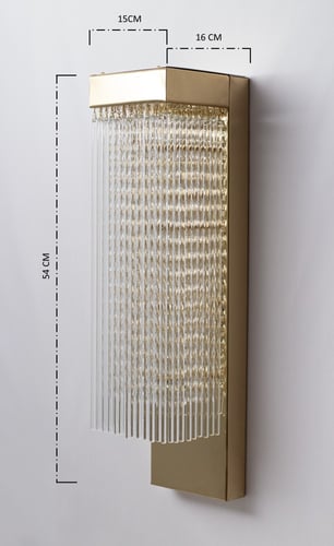 جداري مودرن بتعليقات كريستال وزجاج لون ذهبي