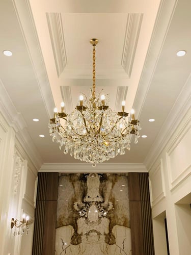 ثرية كريستال 12/8 لمبة لون ذهبي