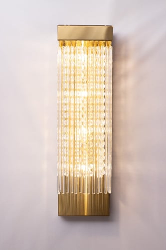 جداري مودرن بتعليقات كريستال وزجاج لون ذهبي مطفي