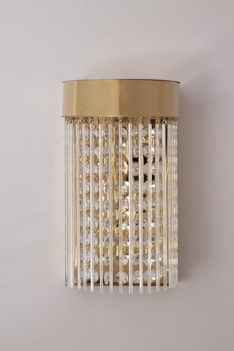 جداري مودرن بتعليقات كريستال وزجاج لون ذهبي