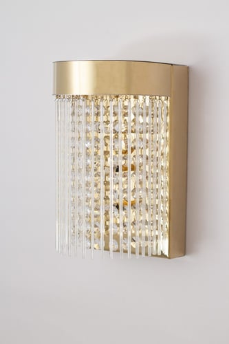 جداري مودرن بتعليقات كريستال وزجاج لون ذهبي