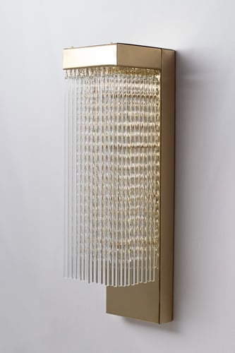 جداري مودرن بتعليقات كريستال وزجاج لون ذهبي