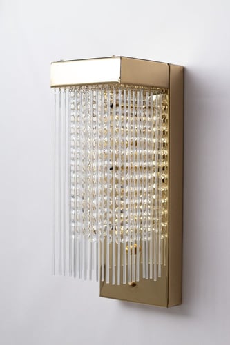 جداري مودرن بتعليقات كريستال وزجاج لون ذهبي