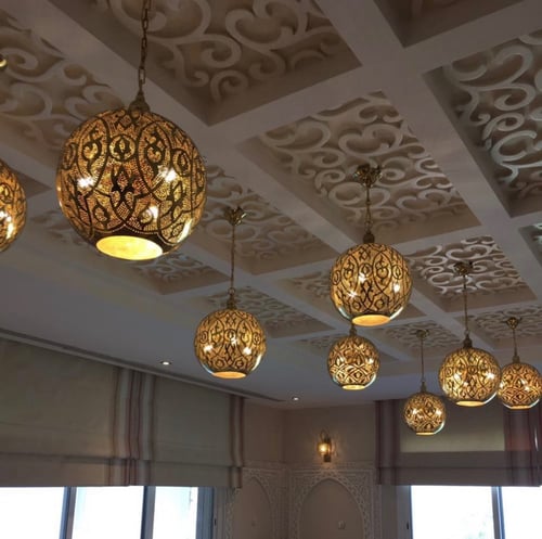 ثريه نحاسيه طراز مغربي على شكل كروي (متوفر عدة مقا...