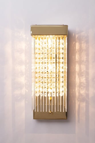 جداري مودرن بتعليقات كريستال وزجاج لون ذهبي