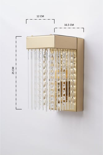 جداري مودرن بتعليقات كريستال وزجاج لون ذهبي
