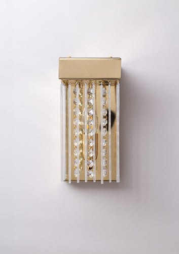 جداري مودرن بتعليقات كريستال وزجاج لون ذهبي