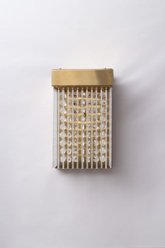 جداري مودرن بتعليقات كريستال وزجاج لون ذهبي مطفي