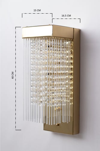 جداري مودرن بتعليقات كريستال وزجاج لون ذهبي