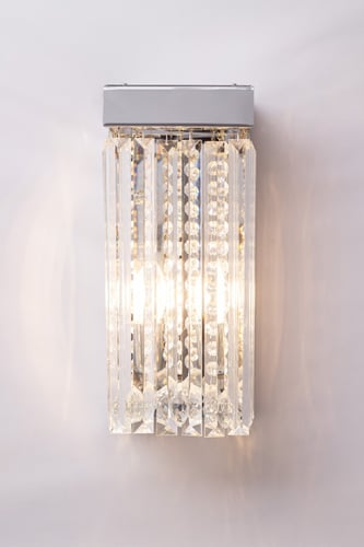 جداري مودرن بتعليقات كريستال وزجاج لون فضي