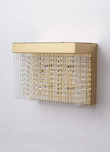جداري مودرن بتعليقات كريستال وزجاج لون ذهبي
