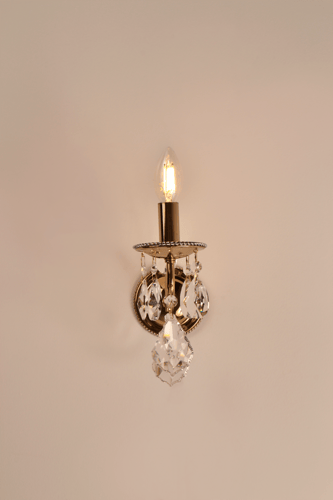 جداري كلاسيك كرستال ذهبي مع فضي 1\2 لمبه