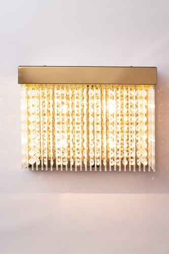 جداري مودرن بتعليقات كريستال وزجاج لون ذهبي