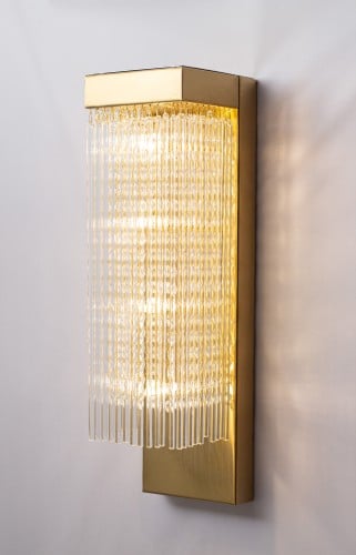 جداري مودرن بتعليقات كريستال وزجاج لون ذهبي مطفي