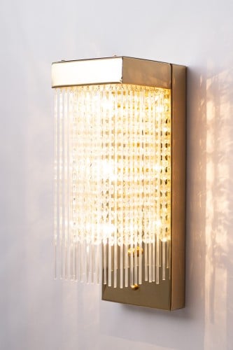 جداري مودرن بتعليقات كريستال وزجاج لون ذهبي